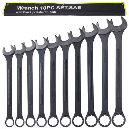 SAE Jumbo Combination Wrench Set Extra Large,10 PC SAE Black - Oxide Jumbo Combo Wrench Set 1 - 5/16' - 2' with pouch - 1st Choice Furniture Direct