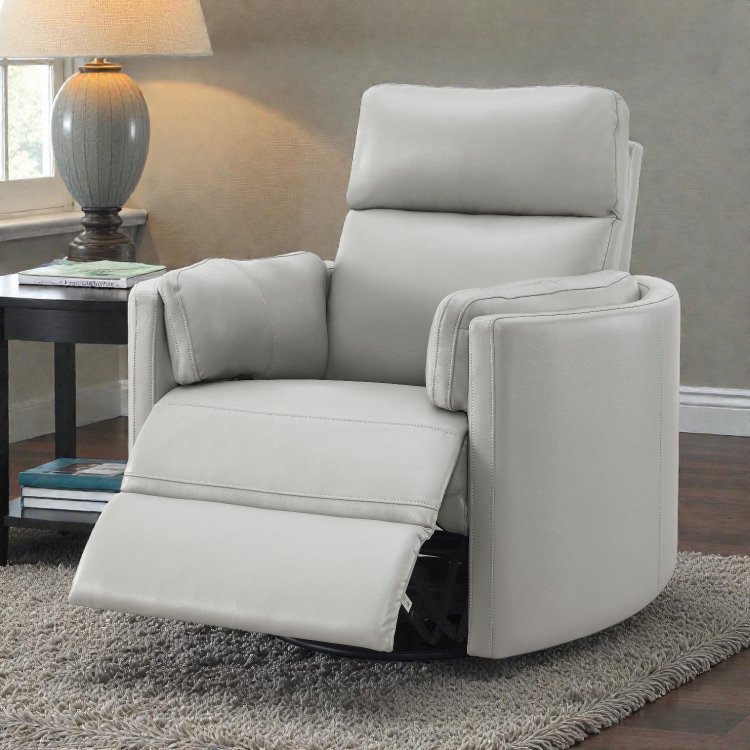 Sagen Gray Leather Aire Recliner W/Swivel & Glider - 1st Choice Furniture Direct