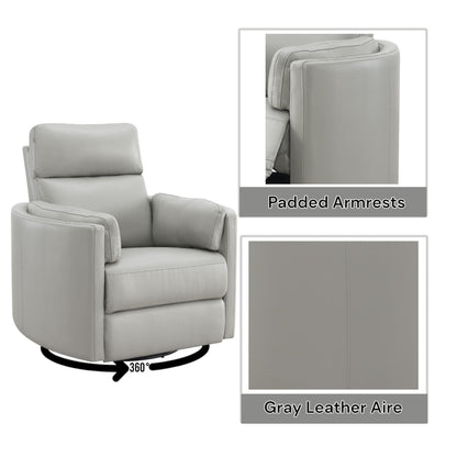 Sagen Gray Leather Aire Recliner W/Swivel & Glider - 1st Choice Furniture Direct