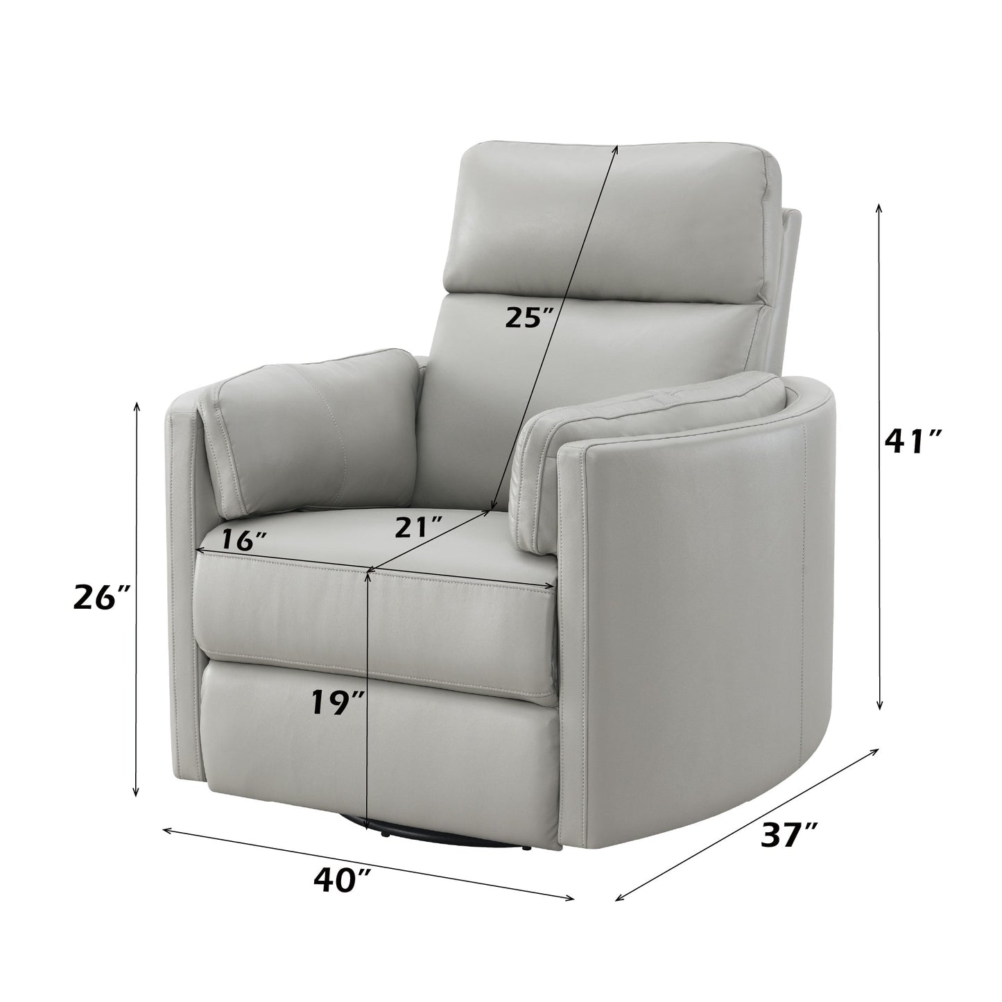 Sagen Gray Leather Aire Recliner W/Swivel & Glider - 1st Choice Furniture Direct