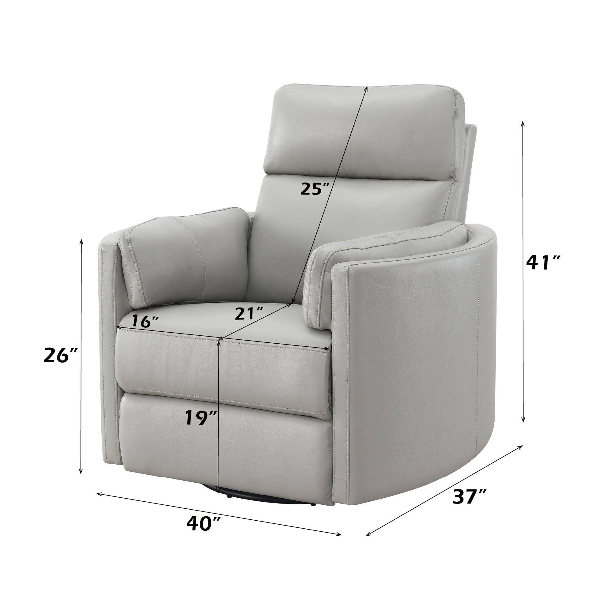 Sagen Gray Leather Aire Recliner W/Swivel & Glider - 1st Choice Furniture Direct