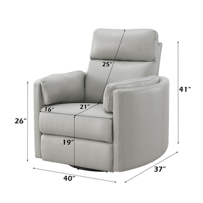 Sagen Gray Leather Aire Recliner W/Swivel & Glider - 1st Choice Furniture Direct