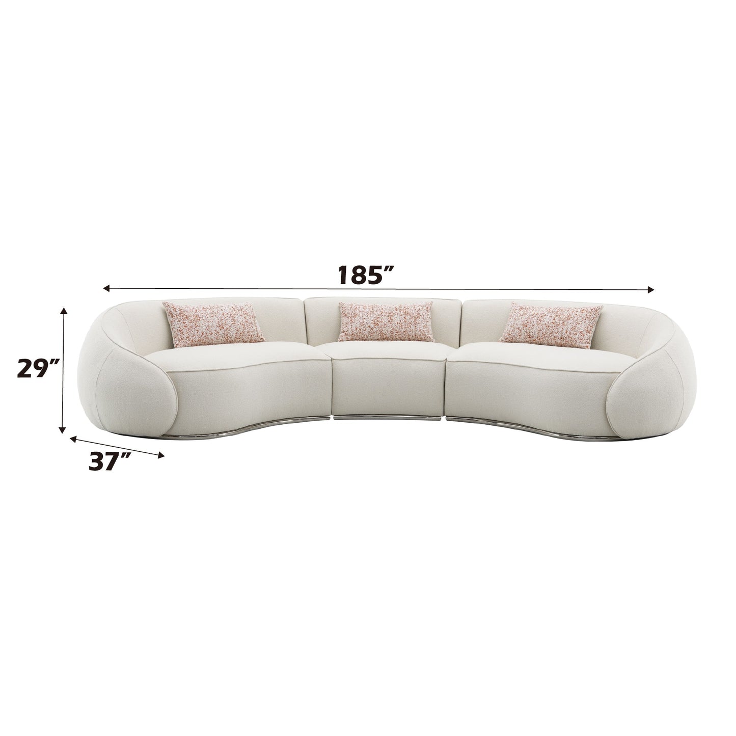 Sahara Beige Boucle Sectional Sofa W/3 Pillows - 1st Choice Furniture Direct