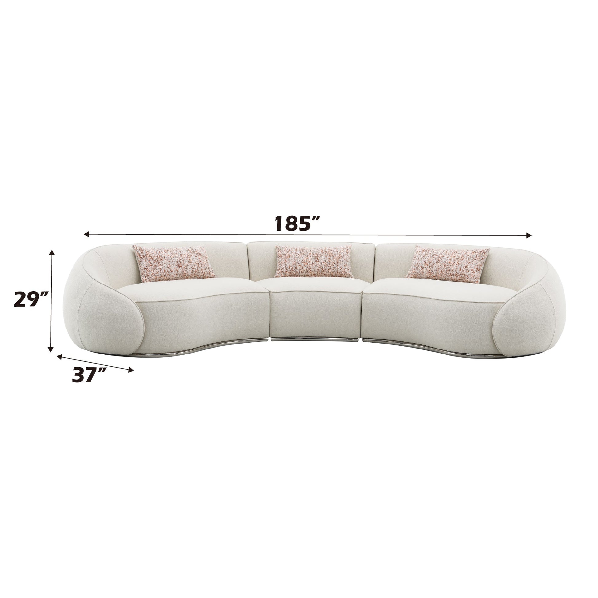 Sahara Beige Boucle Sectional Sofa W/3 Pillows - 1st Choice Furniture Direct