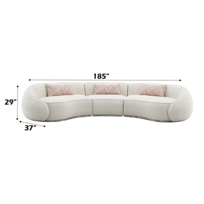 Sahara Beige Boucle Sectional Sofa W/3 Pillows - 1st Choice Furniture Direct