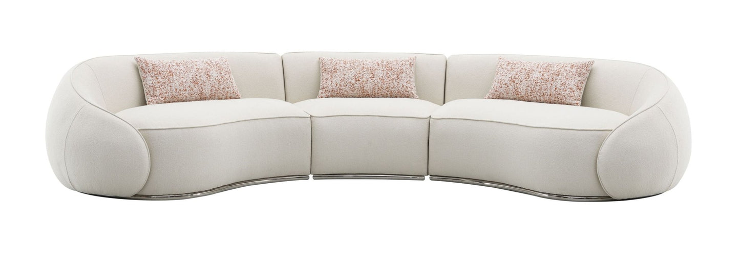 Sahara Beige Boucle Sectional Sofa W/3 Pillows - 1st Choice Furniture Direct