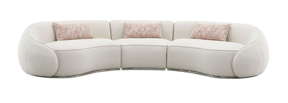 Sahara Beige Boucle Sectional Sofa W/3 Pillows - 1st Choice Furniture Direct