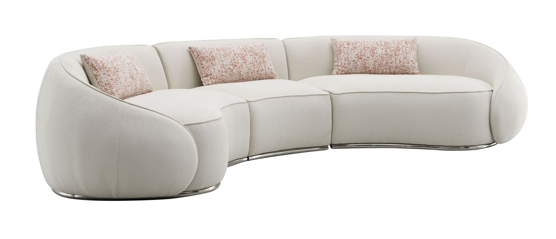 Sahara Beige Boucle Sectional Sofa W/3 Pillows - 1st Choice Furniture Direct