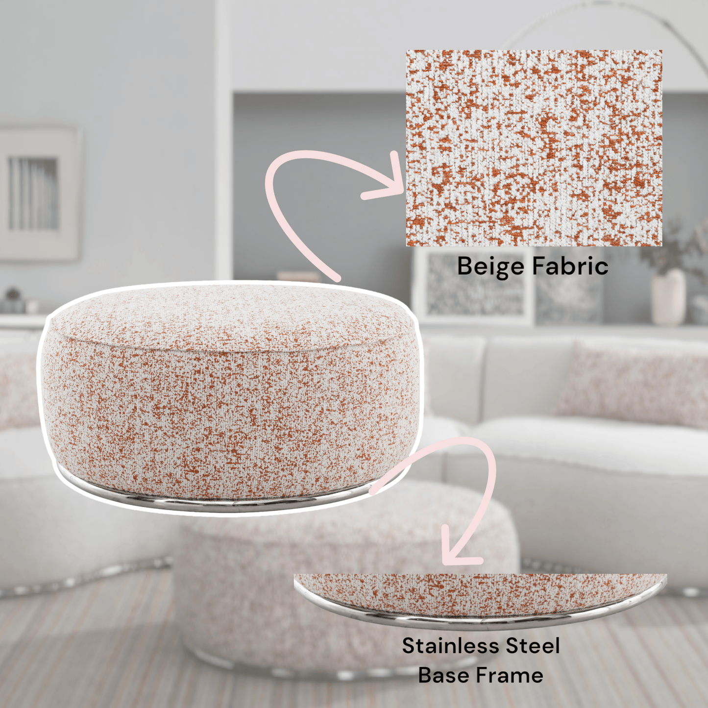 Sahara Pattern Fabric Ottoman - 1st Choice Furniture Direct