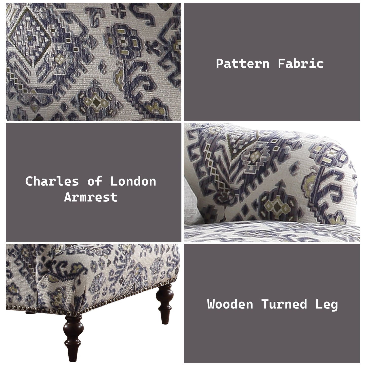 Saira Pattern Fabric Chair W/Pillow - 1st Choice Furniture Direct