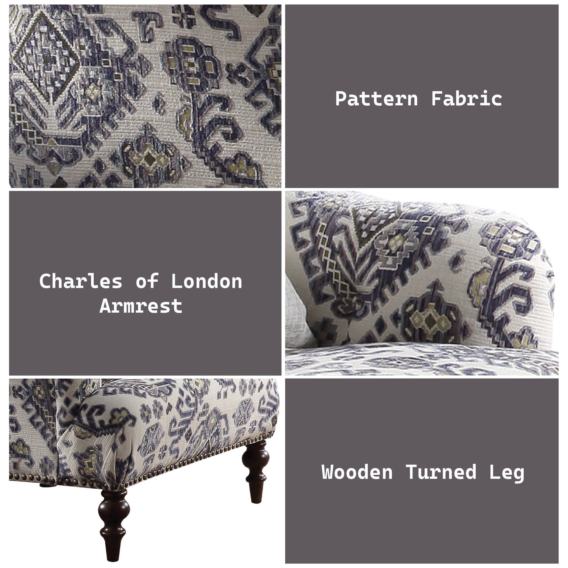 Saira Pattern Fabric Chair W/Pillow - 1st Choice Furniture Direct