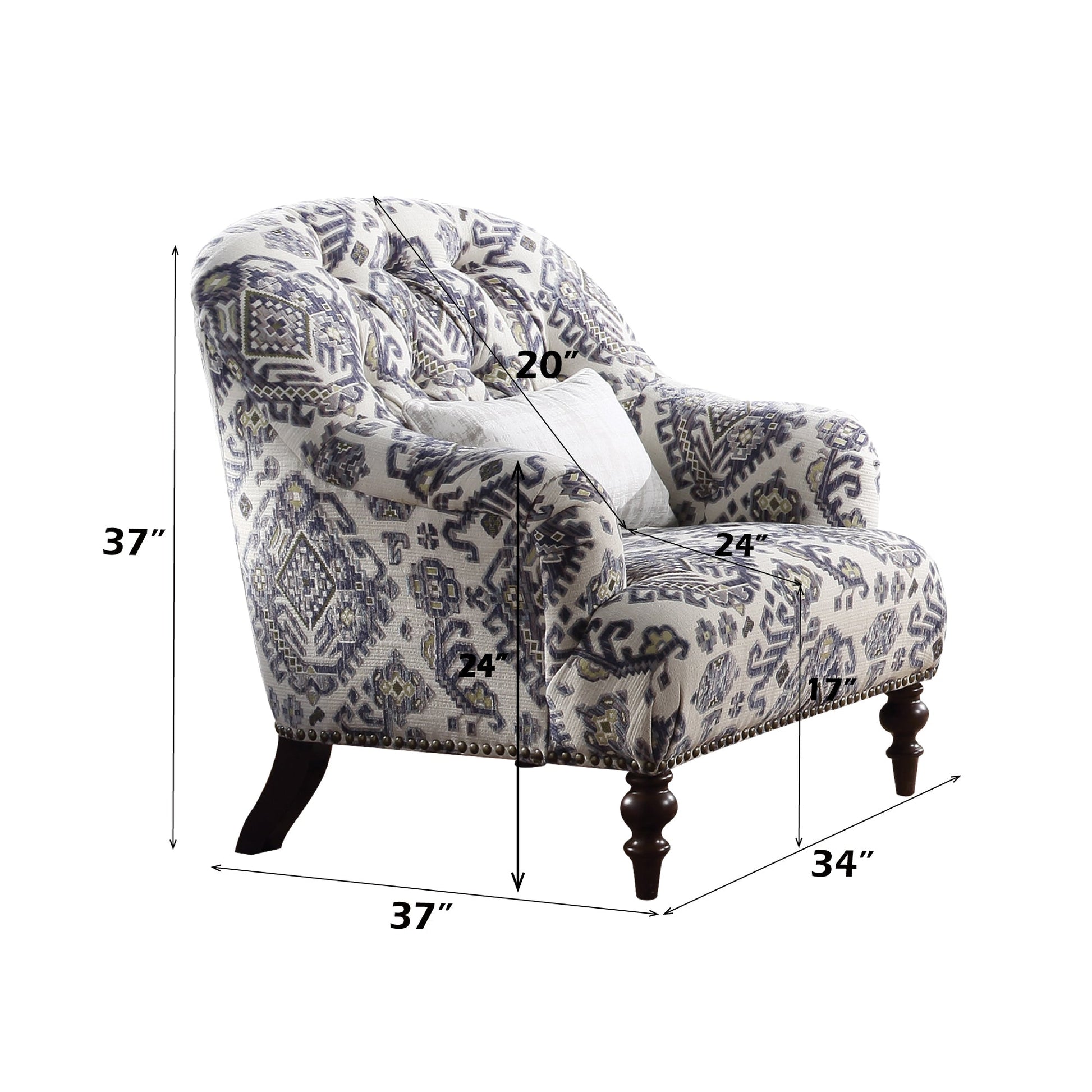 Saira Pattern Fabric Chair W/Pillow - 1st Choice Furniture Direct