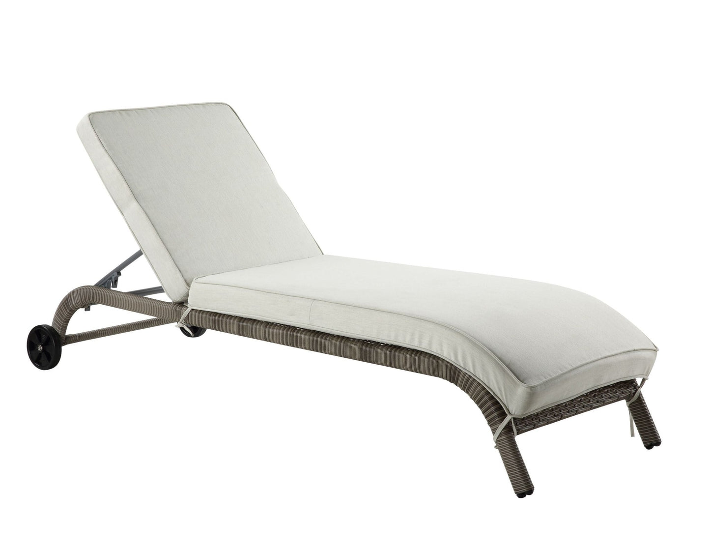 Salena Beige Fabric & Gray Finish Patio Sun Lounge - 1st Choice Furniture Direct