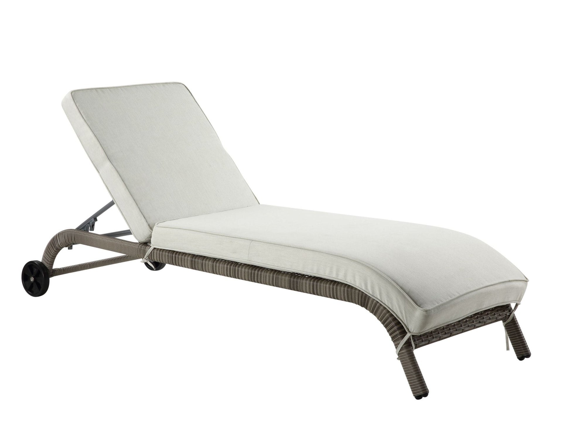 Salena Beige Fabric & Gray Finish Patio Sun Lounge - 1st Choice Furniture Direct