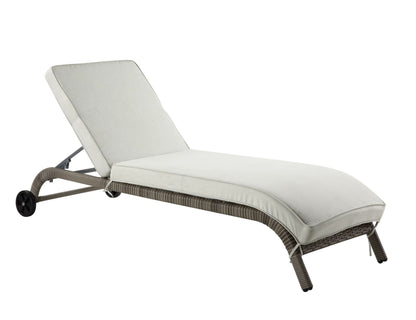 Salena Beige Fabric & Gray Finish Patio Sun Lounge - 1st Choice Furniture Direct