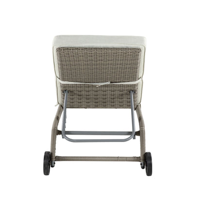 Salena Beige Fabric & Gray Finish Patio Sun Lounge - 1st Choice Furniture Direct