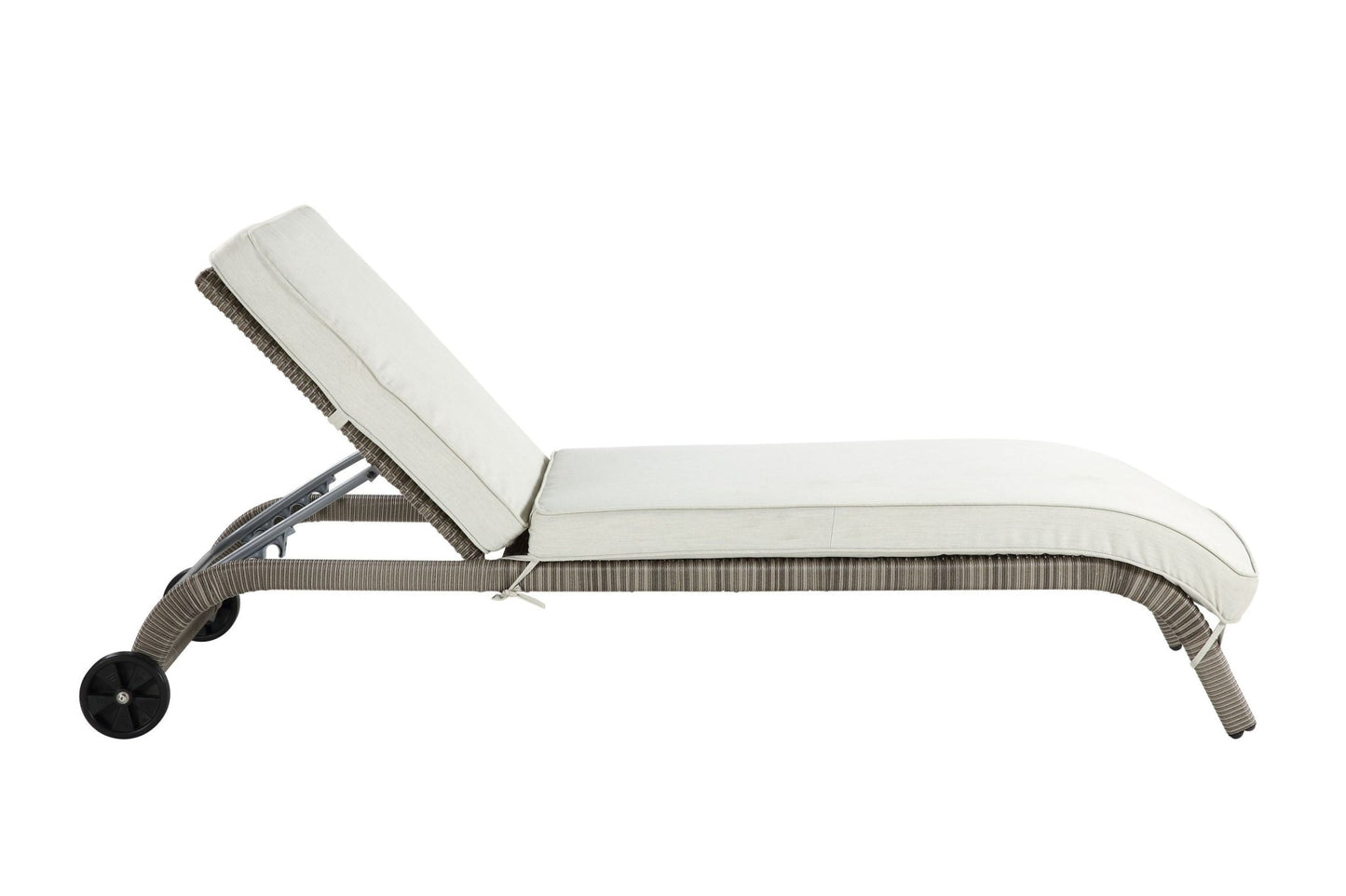 Salena Beige Fabric & Gray Finish Patio Sun Lounge - 1st Choice Furniture Direct