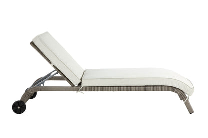 Salena Beige Fabric & Gray Finish Patio Sun Lounge - 1st Choice Furniture Direct