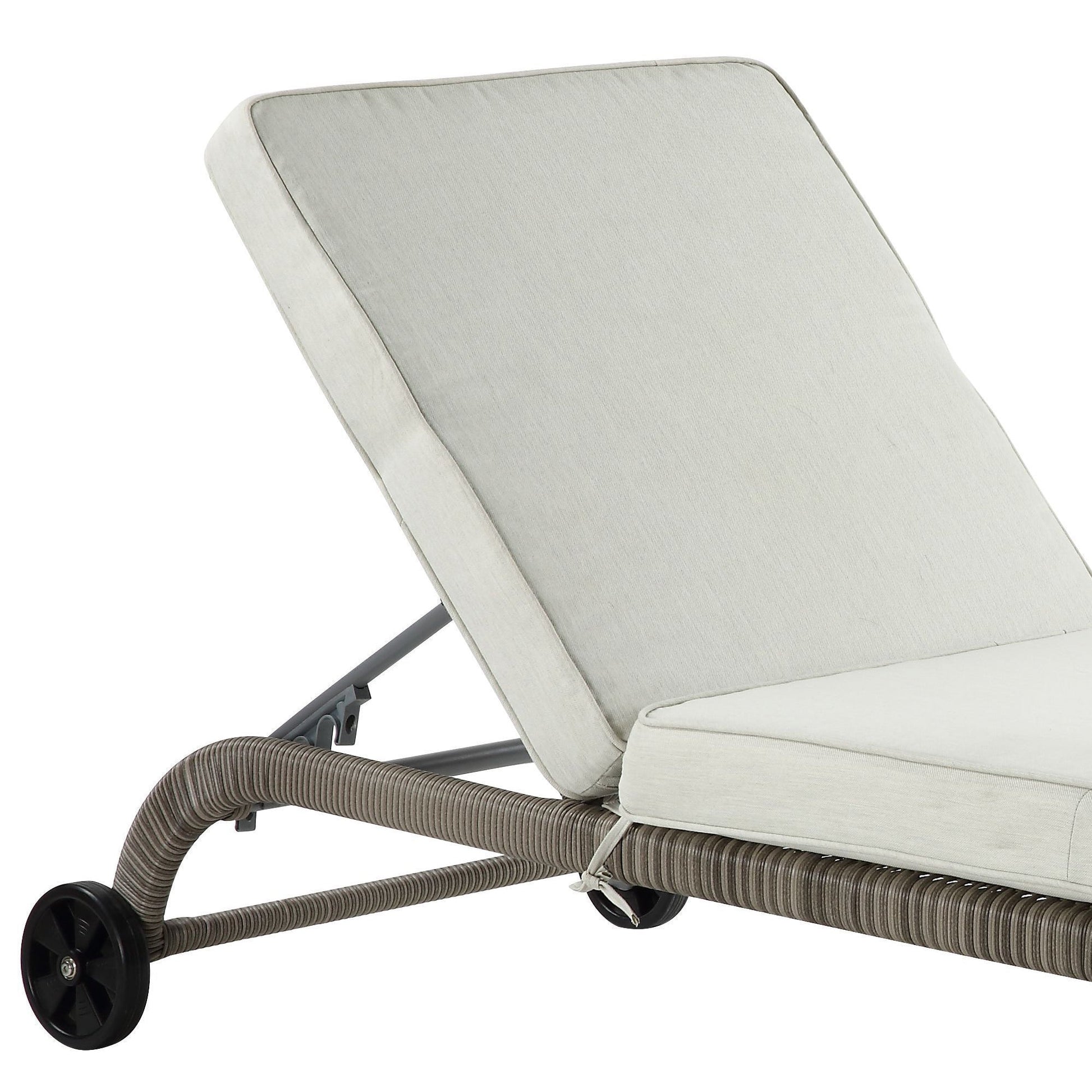 Salena Beige Fabric & Gray Finish Patio Sun Lounge - 1st Choice Furniture Direct