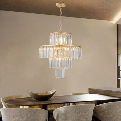 (Same as W1340126461/L5023) 20' Luxury 4 - Tier Crystal Chandelier, 12 - Light Gold Frame Pendant Light, Elegant Ceiling Lighting for Living Room, Dining Room, Bedroom (No Bulbs) - 1st Choice Furniture Direct
