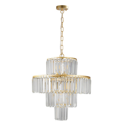 (Same as W1340126461/L5023) 20' Luxury 4 - Tier Crystal Chandelier, 12 - Light Gold Frame Pendant Light, Elegant Ceiling Lighting for Living Room, Dining Room, Bedroom (No Bulbs) - 1st Choice Furniture Direct