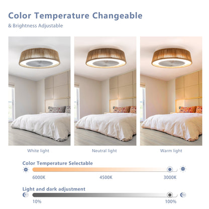 (Same as W1340137055/L10003) 21' Bohemian Braided Ceiling Fan Light, Silent Remote Control with Timing Function, Adjustable Color Temperature, Suitable for Bedroom and Living Room - 1st Choice Furniture Direct