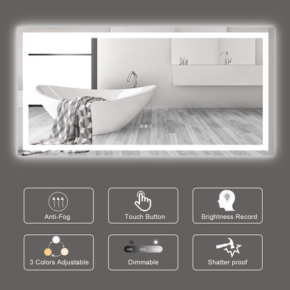 (Same as W134070942/L4004) 72'×36' LED Mirror Light Bathroom,anti - Fog & Dimming Led Bathroom Vanity Mirror - 1st Choice Furniture Direct