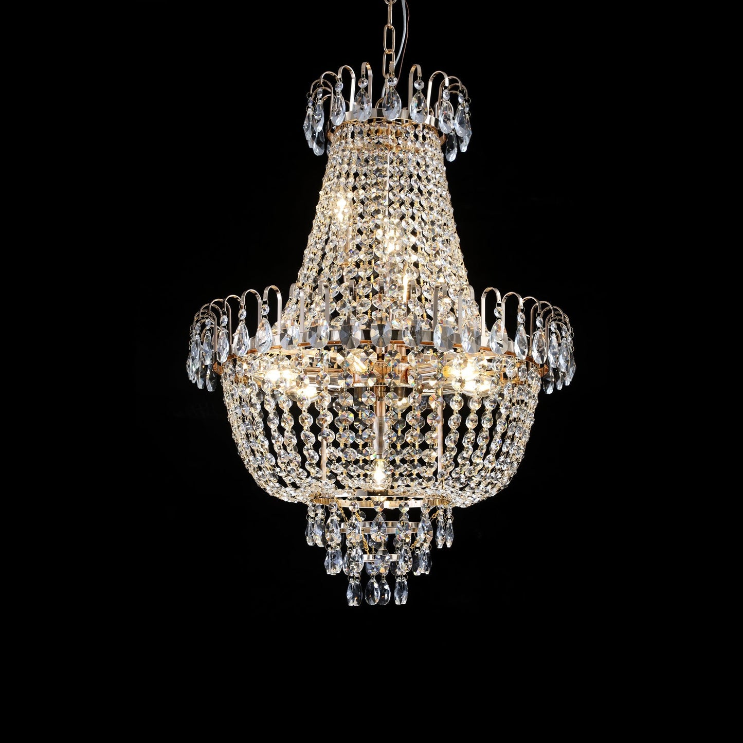 (Same as W1340P143189)Gold Crystal Chandeliers,Large Contemporary Luxury Ceiling Lighting for Living Room Dining Room Bedroom Hallway (Without Bulb) - 1st Choice Furniture Direct