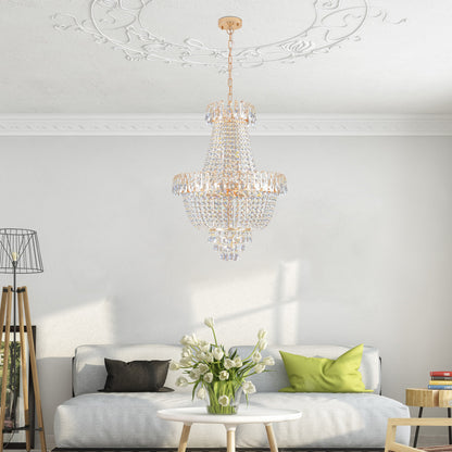 (Same as W1340P143189)Gold Crystal Chandeliers,Large Contemporary Luxury Ceiling Lighting for Living Room Dining Room Bedroom Hallway (Without Bulb) - 1st Choice Furniture Direct