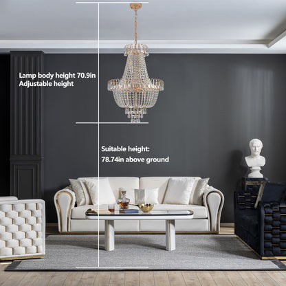 (Same as W1340P143189)Gold Crystal Chandeliers,Large Contemporary Luxury Ceiling Lighting for Living Room Dining Room Bedroom Hallway (Without Bulb) - 1st Choice Furniture Direct