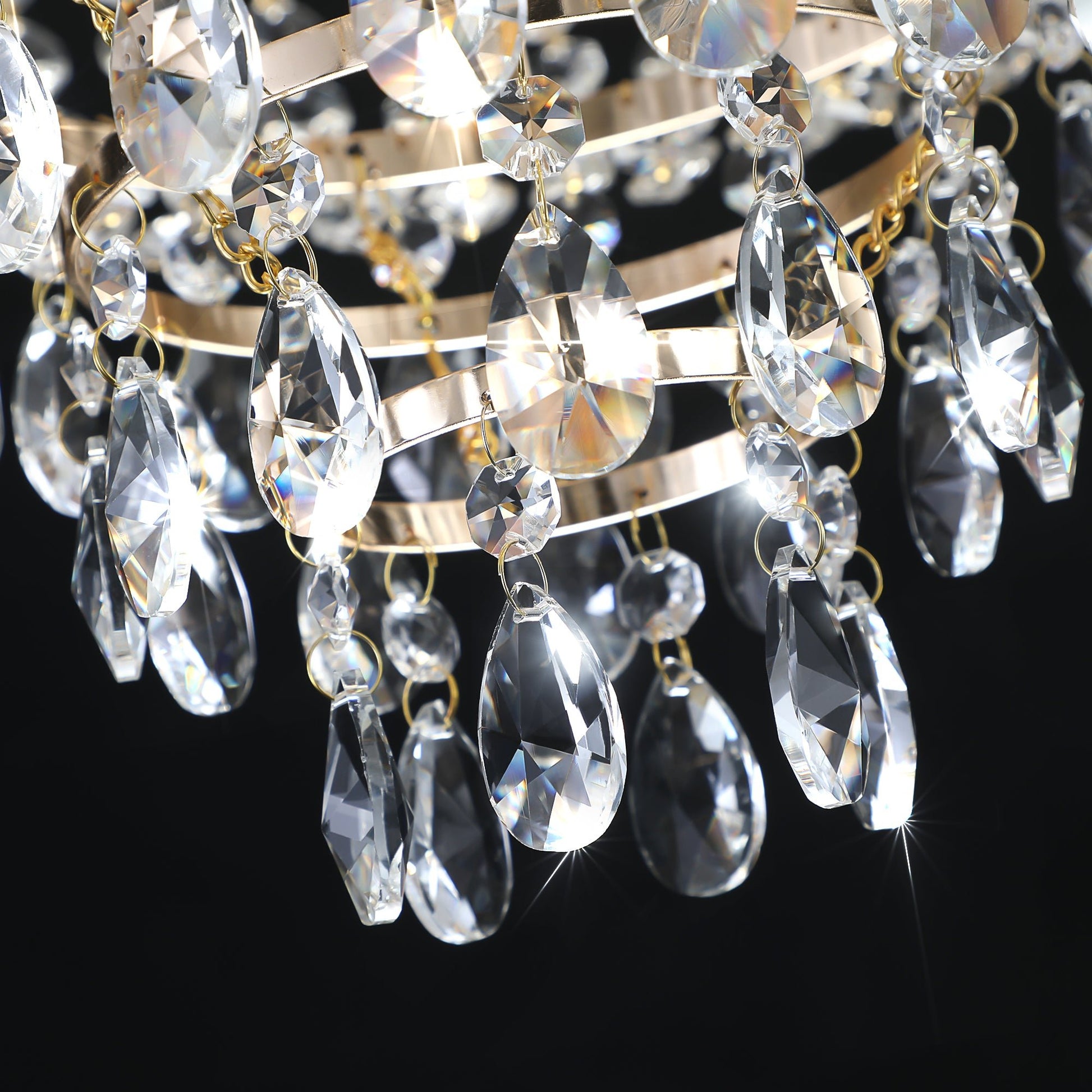 (Same as W1340P143189)Gold Crystal Chandeliers,Large Contemporary Luxury Ceiling Lighting for Living Room Dining Room Bedroom Hallway (Without Bulb) - 1st Choice Furniture Direct