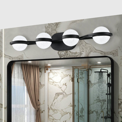 (Same as W1340P143677/L2001 - B - 4) 30' Black Minimalist LED Bathroom Vanity Light with Crystal Sand Acrylic Shades, 4 - Light Wall Mounted Decorative Lighting Fixture, Suitable for Bathroom Vanity Mirror - 1st Choice Furniture Direct