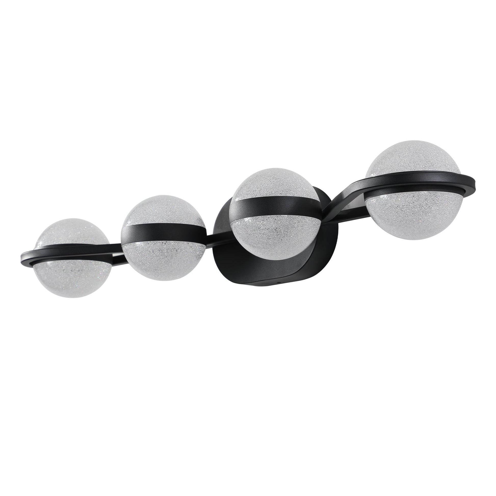 (Same as W1340P143677/L2001 - B - 4) 30' Black Minimalist LED Bathroom Vanity Light with Crystal Sand Acrylic Shades, 4 - Light Wall Mounted Decorative Lighting Fixture, Suitable for Bathroom Vanity Mirror - 1st Choice Furniture Direct