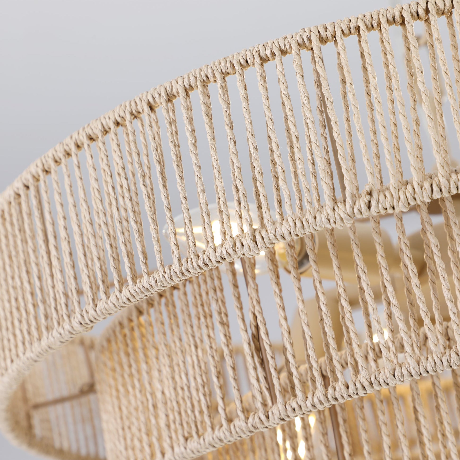 (Same as W1340P155976/L1019 - 4) 20' Modern 4 - Layer Woven Hemp Rope Chandelier, Boho Style Pendant Light, Elegant Hanging Light Fixture for Living Room, Dining Room, Bedroom (No Bulbs) - 1st Choice Furniture Direct