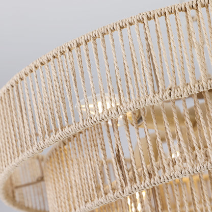 (Same as W1340P155976/L1019 - 4) 20' Modern 4 - Layer Woven Hemp Rope Chandelier, Boho Style Pendant Light, Elegant Hanging Light Fixture for Living Room, Dining Room, Bedroom (No Bulbs) - 1st Choice Furniture Direct