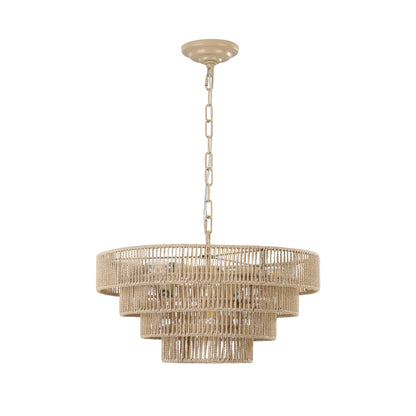(Same as W1340P155976/L1019 - 4) 20' Modern 4 - Layer Woven Hemp Rope Chandelier, Boho Style Pendant Light, Elegant Hanging Light Fixture for Living Room, Dining Room, Bedroom (No Bulbs) - 1st Choice Furniture Direct