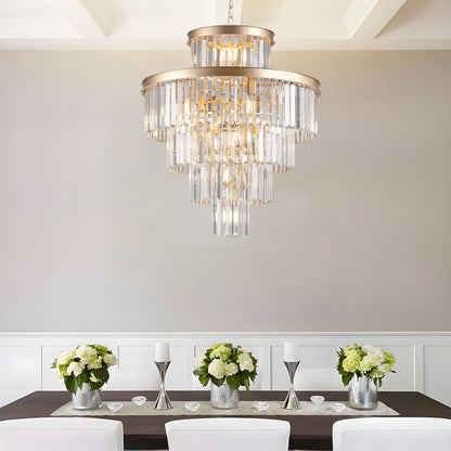 (Same as W1340P188536)Golden Luxury Crystal Chandelier Modern Chandeliers Lights Fixture Hanging Pendant Light Fixture for Dining Room Bedroom Living Room Dia 23.6 Inch - Gold - 1st Choice Furniture Direct