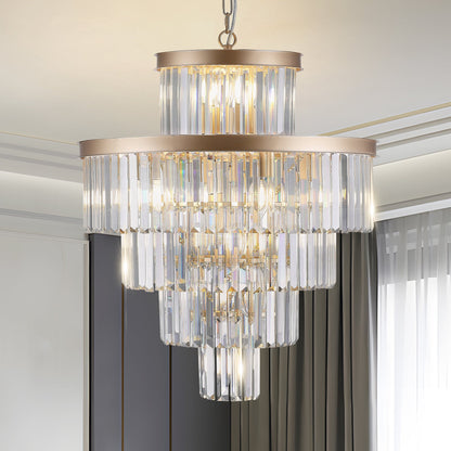 (Same as W1340P188536)Golden Luxury Crystal Chandelier Modern Chandeliers Lights Fixture Hanging Pendant Light Fixture for Dining Room Bedroom Living Room Dia 23.6 Inch - Gold - 1st Choice Furniture Direct