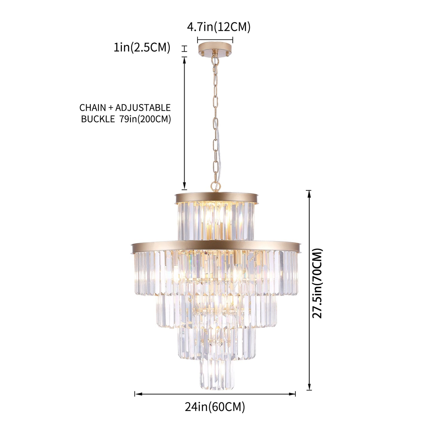 (Same as W1340P188536)Golden Luxury Crystal Chandelier Modern Chandeliers Lights Fixture Hanging Pendant Light Fixture for Dining Room Bedroom Living Room Dia 23.6 Inch - Gold - 1st Choice Furniture Direct