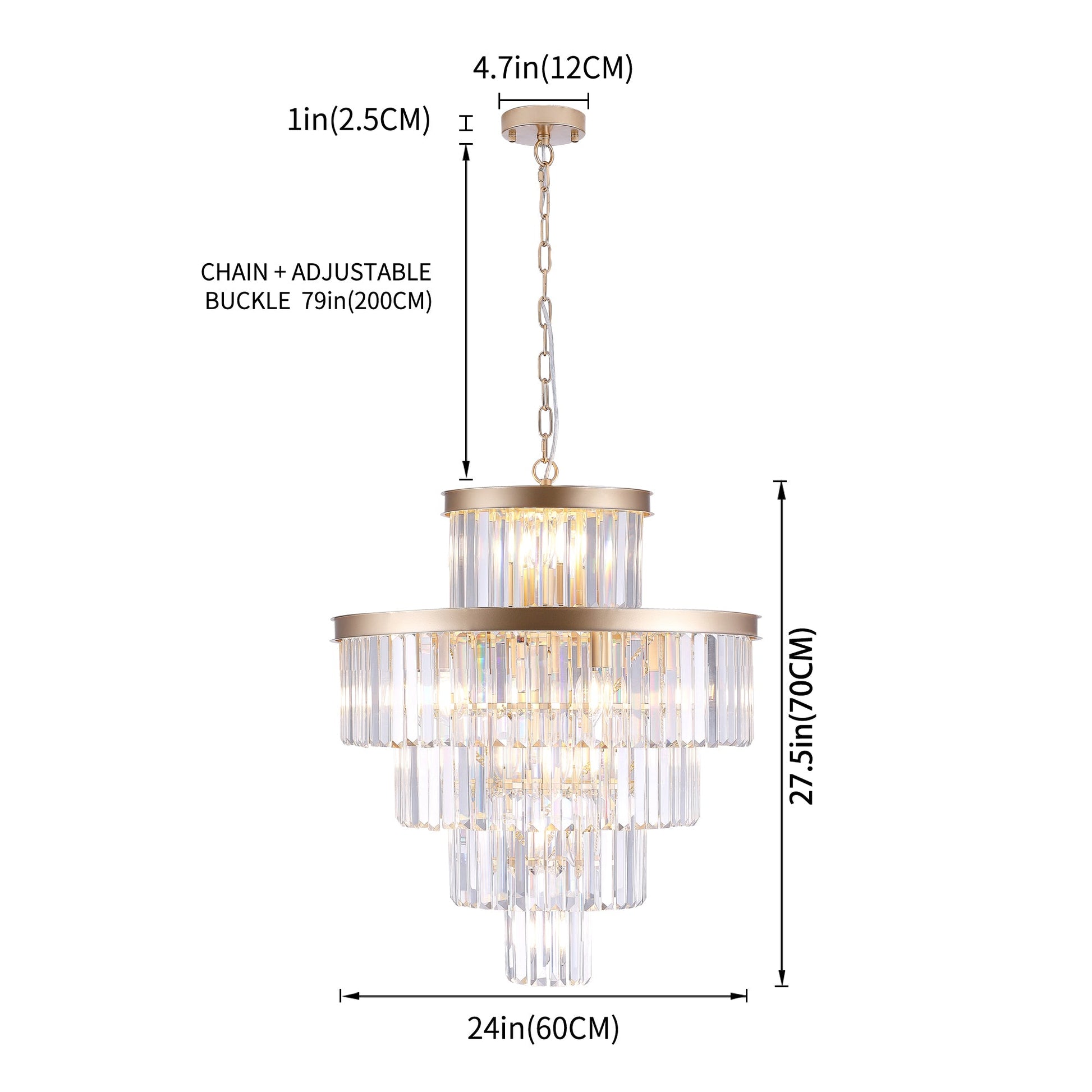 (Same as W1340P188536)Golden Luxury Crystal Chandelier Modern Chandeliers Lights Fixture Hanging Pendant Light Fixture for Dining Room Bedroom Living Room Dia 23.6 Inch - Gold - 1st Choice Furniture Direct