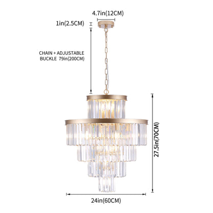 (Same as W1340P188536)Golden Luxury Crystal Chandelier Modern Chandeliers Lights Fixture Hanging Pendant Light Fixture for Dining Room Bedroom Living Room Dia 23.6 Inch - Gold - 1st Choice Furniture Direct