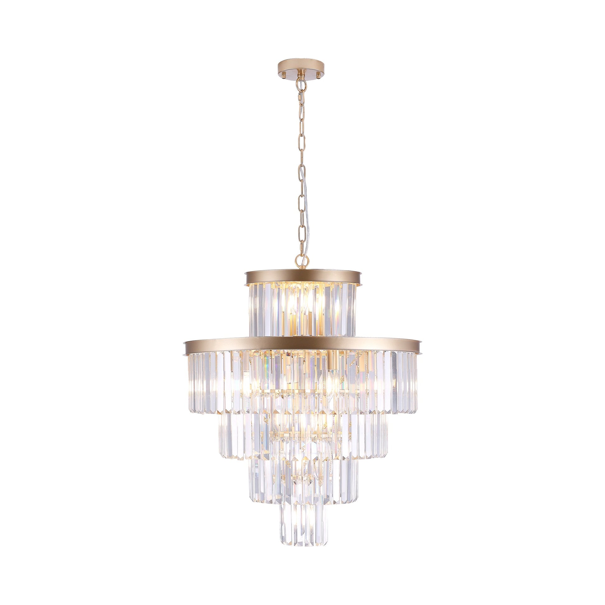 (Same as W1340P188536)Golden Luxury Crystal Chandelier Modern Chandeliers Lights Fixture Hanging Pendant Light Fixture for Dining Room Bedroom Living Room Dia 23.6 Inch - Gold - 1st Choice Furniture Direct