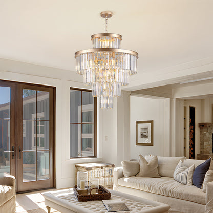 (Same as W1340P188536)Golden Luxury Crystal Chandelier Modern Chandeliers Lights Fixture Hanging Pendant Light Fixture for Dining Room Bedroom Living Room Dia 23.6 Inch - Gold - 1st Choice Furniture Direct