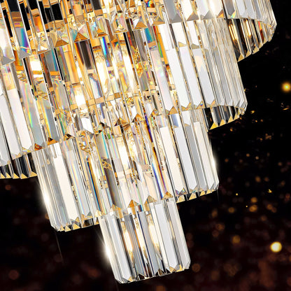 (Same as W1340P188536)Golden Luxury Crystal Chandelier Modern Chandeliers Lights Fixture Hanging Pendant Light Fixture for Dining Room Bedroom Living Room Dia 23.6 Inch - Gold - 1st Choice Furniture Direct