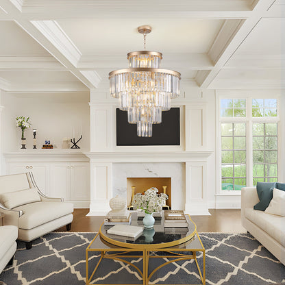 (Same as W1340P188536)Golden Luxury Crystal Chandelier Modern Chandeliers Lights Fixture Hanging Pendant Light Fixture for Dining Room Bedroom Living Room Dia 23.6 Inch - Gold - 1st Choice Furniture Direct