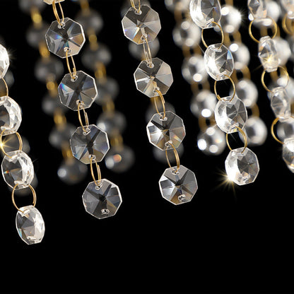 (Same as W1340P189414/L005016 - D600 - P8G) 24' Modern Crystal Round Chandelier with Gold Finish, Elegant Pendant Light with Cascading Beads, for Dining Room, Living Room, or Foyer (No Bulbs) - 1st Choice Furniture Direct