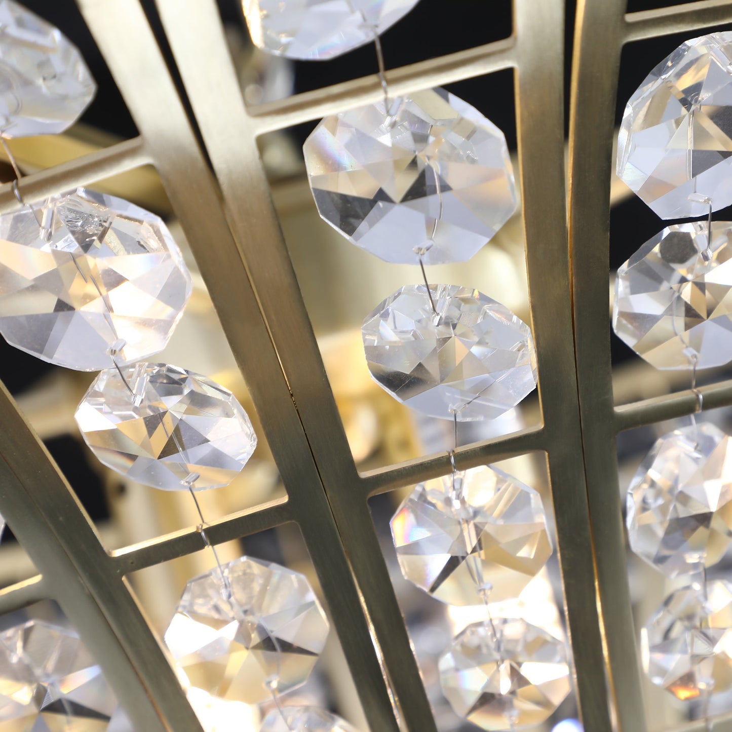 (Same as W1340P189414/L005016 - D600 - P8G) 24' Modern Crystal Round Chandelier with Gold Finish, Elegant Pendant Light with Cascading Beads, for Dining Room, Living Room, or Foyer (No Bulbs) - 1st Choice Furniture Direct