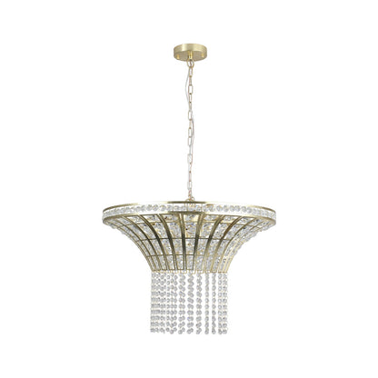 (Same as W1340P189414/L005016 - D600 - P8G) 24' Modern Crystal Round Chandelier with Gold Finish, Elegant Pendant Light with Cascading Beads, for Dining Room, Living Room, or Foyer (No Bulbs) - 1st Choice Furniture Direct