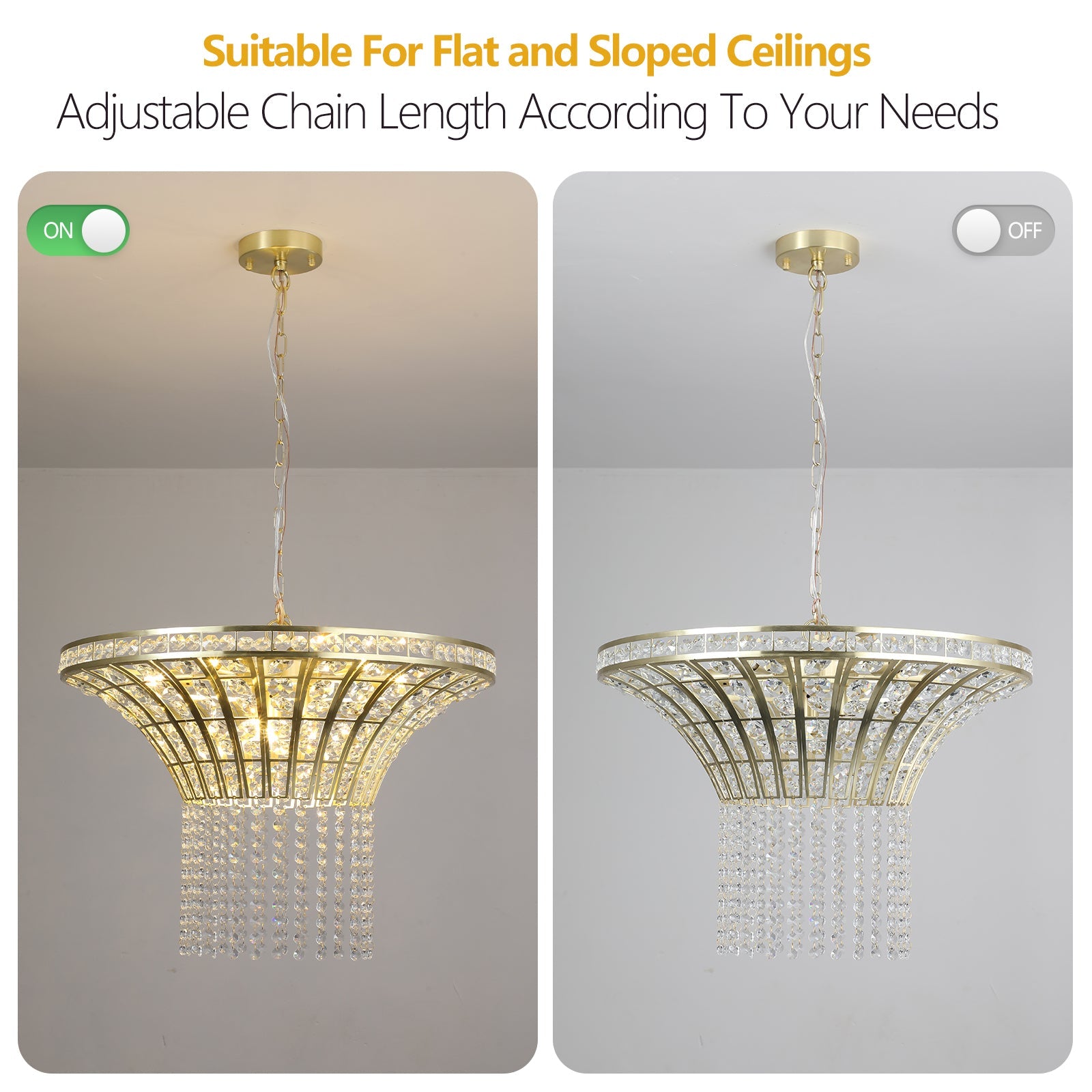 (Same as W1340P189414/L005016 - D600 - P8G) 24' Modern Crystal Round Chandelier with Gold Finish, Elegant Pendant Light with Cascading Beads, for Dining Room, Living Room, or Foyer (No Bulbs) - 1st Choice Furniture Direct