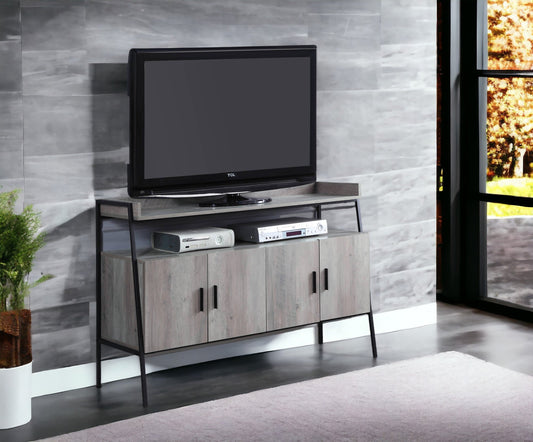 Samiya Gray Oak & Black Finish TV Stand - 1st Choice Furniture Direct